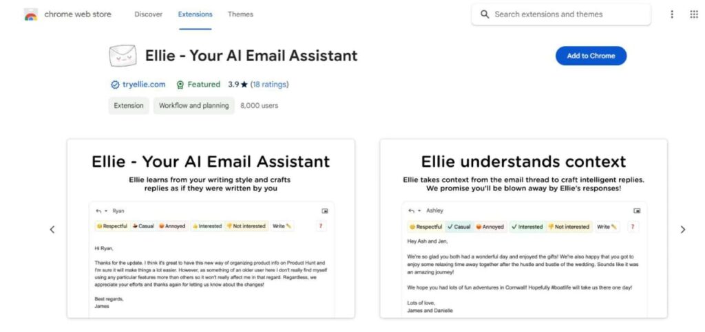 Ellie for Gmail assistance