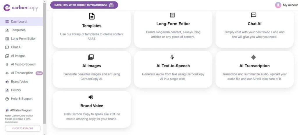 carboncopy dashbord